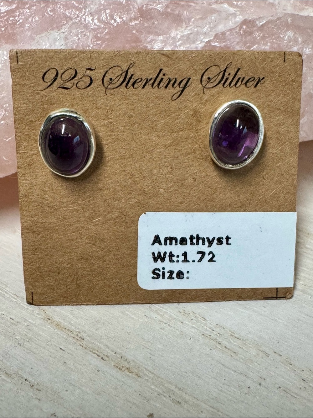 925 Sterling Silver Amethyst Oval Stud Earrings - Purple